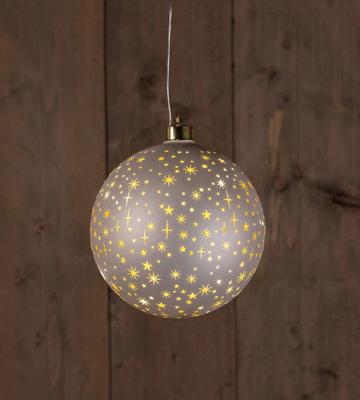 B.O.T. Ball Glass Matt Champagne With Stars 15 cm kerstverlichting Anna's Collection - Annas collection