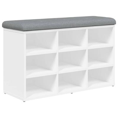 Schoenenbank Wit 82x32x50 cm Bewerkt Hout