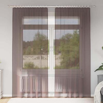 VidaXL Gordijnen voile met roedezakken 2 st bruin VidaXL Gordijnen voile met roedezakken 2 st bruin