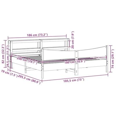 Bedframe met hoofdbord massief grenenhout wasbruin 180x200 cm