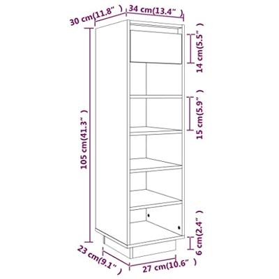 VidaXL Schoenenkast 30x34x105 cm massief grenenhout honingbruin
