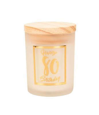 Geurkaars klein goud/wit - 80 jaar