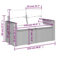 7-delige Loungeset met kussens poly rattan beige - thumbnail