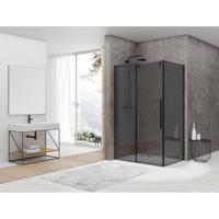Van Rijn Products ST06 Wand - 88.5x200cm - rookglas - dikte 8mm - tbv hoekcabine - zwart ST0635090ZWWGR - thumbnail