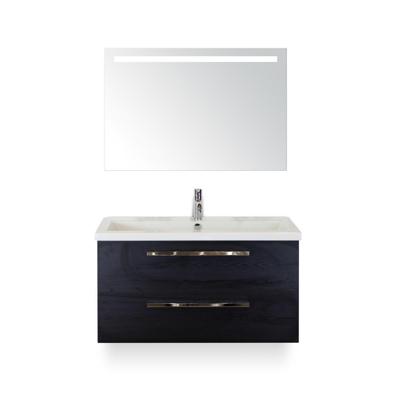 Seville Badmeubelset 100 cm - Black Oak - Wastafel Djazz 1 kraangat - met Sence Spiegel