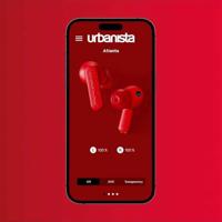Urbanista Atlanta Hybrid Active Noise Cancelling Wireless Earbuds, Deep Bass Spatwaterbestendige Koptelefoon, Bluetooth Multipoint Oordopjes, Transparantie Modus, Draadloze Oplaadcase, Levendig Rood - thumbnail