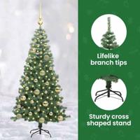 VidaXL Kerstboom met 150 led met standaard groen 120 cm pvc - thumbnail
