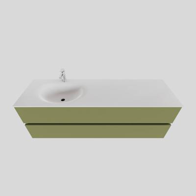 Badkamermeubel Solid Surface BWS Stockholm 150x46 cm Links Mat Groen (met 1 kraangat) Badkamermeubel Solid Surface BWS Stockholm 150x46 cm Links Mat Groen (met 1 kraangat)
