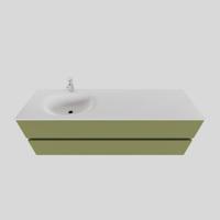 Badkamermeubel Solid Surface BWS Stockholm 150x46 cm Links Mat Groen (met 1 kraangat) - thumbnail