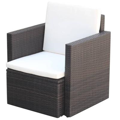 VidaXL Tuinstoel met kussens poly rattan bruin