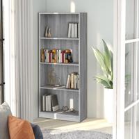 Boekenkast 4 schappen 60x24x142 cm bewerkt hout grijs sonoma - thumbnail