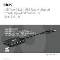 club3D USB-C Adapter [1x USB-C stekker, USB-A-stekker - 2x DisplayPort bus] CSV-1478 0.18 m - thumbnail