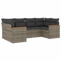 6-delige Loungeset met kussens poly rattan grijs - thumbnail