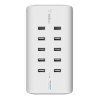 Belkin RockStar USB-laadstation 120 W 10x USB-A Wit, Zwart Binnen - thumbnail
