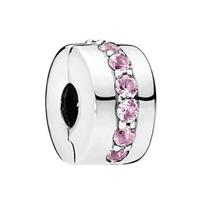 Bedelarmbandje voor vrouwen Pandora PINK SPARKLING ROW CLIP - thumbnail