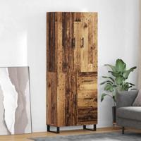 Hoge kast met lade 2 pcs Oud Hout Geengineerd Hout en Glas - thumbnail