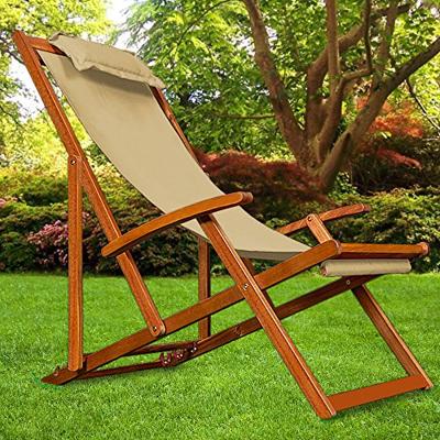 Ligstoel Crème Acaciahout 94x60x94cm