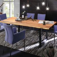 Artistiq Boomstam Eettafel 'Tristina' Acaciahout, 120 x 80cm, kleur Zwart - thumbnail