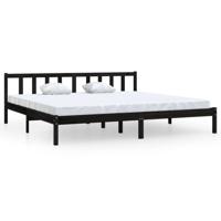Bedframe massief grenenhout zwart 200x200 cm - thumbnail