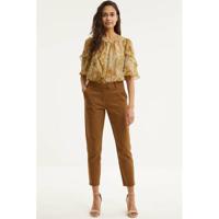 Summum Woman semi-transparante geweven top met slangenprint en volant zand - thumbnail