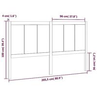 Hoofdbord 205,5x4x100 cm massief grenenhout zwart - thumbnail