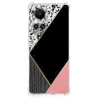 OPPO Reno10 | 10 Pro Shockproof Case Zwart Roze Vormen - thumbnail