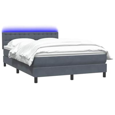 Boxspring met matras en LED fluweel donkergrijs 140x220 cm
