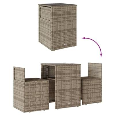 3-delige Bistroset met kussens poly rattan beige 3-delige Bistroset met kussens poly rattan beige