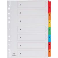 Pergamy tabbladen met indexblad, ft A4, 11-gaatsperforatie, geassorteerde kleuren, set 1-7 - thumbnail