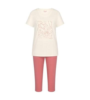 Shortama dames - Capri - PK X 02 - Katoenen capri zomer pyjama dames - 48 - Roze - 48