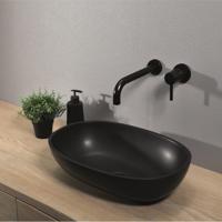 Opzetwastafel Luca Sanitair Ovaal 48x32.5x13.5 Solid Surface Antraciet Luca Sanitair - thumbnail