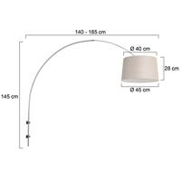Steinhauer Wand booglampSparkled RVS met taupe kap - 8199ST - thumbnail