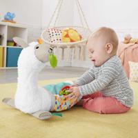 Fisher Price knuffeldierkussen Tummy Time Lama 43 cm pluche wit - thumbnail