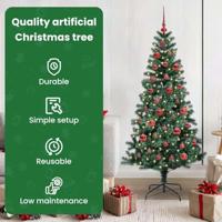 VidaXL Kunstmatig voorverlicht kerstboom groen 150 cm pvc en metaal - thumbnail