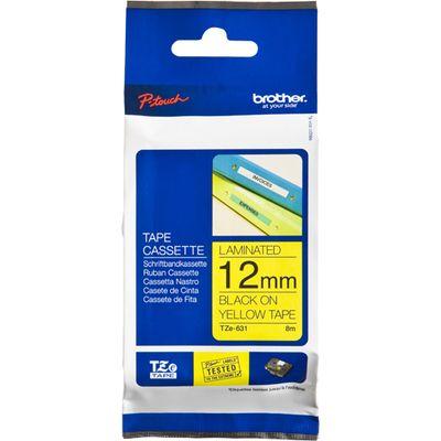 Etiketten Brother TZe, TZ TZe-631 PET Tapekleur: Geel Tekstkleur:Zwart 12 mm 8 m