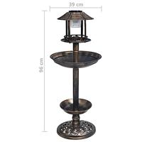VidaXL Vogelbadje met solar led-verlichting kunststof - thumbnail