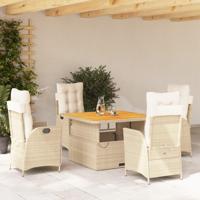 5-delige Tuinset met kussens poly rattan beige - thumbnail