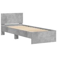 Bedframe met hoofdeinde bewerkt hout betongrijs 90x190 cm - thumbnail