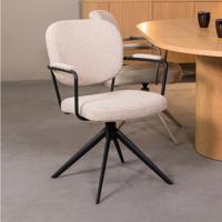 LABEL51 Eetkamerstoel Basel - Naturel - Boucle - Black Frame - thumbnail