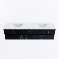 MONDIAZ VICA 190cm badmeubel onderkast Marquina 4 lades. Wastafel CLOUD dubbel 2 kraangaten, kleur Talc. - thumbnail