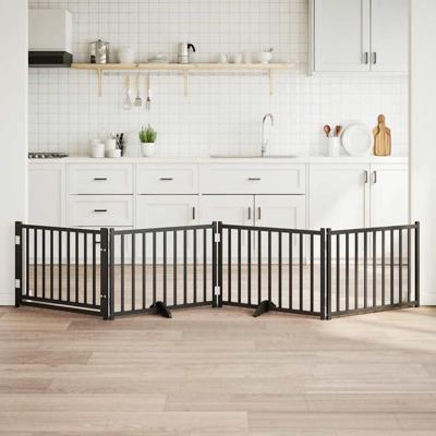 Hondenhek inklapbaar 4 panelen 320 cm massief vurenhout zwart Hondenhek inklapbaar 4 panelen 320 cm massief vurenhout zwart