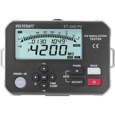 VOLTCRAFT ET-240 PV Isolatiemeter 125 V, 250 V, 500 V, 1000 V 4000 MΩ VOLTCRAFT ET-240 PV Isolatiemeter 125 V, 250 V, 500 V, 1000 V 4000 MΩ