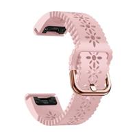 By Qubix - Flower siliconen bandje - Roze - Compatible met Garmin Fenix 7s/6s/5s / Instinct 2s / Epix Pro Gen 2 (42mm) - Compatible Garmin bandje - Bandbreedte: 20mm - thumbnail