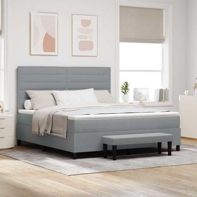 Boxspringbed met matras Lichtgrijs 180 x 200 cm Stof