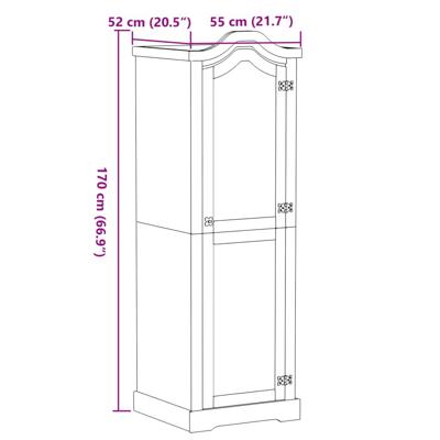 Kledingkast Corona 55x52x170 cm massief grenenhout