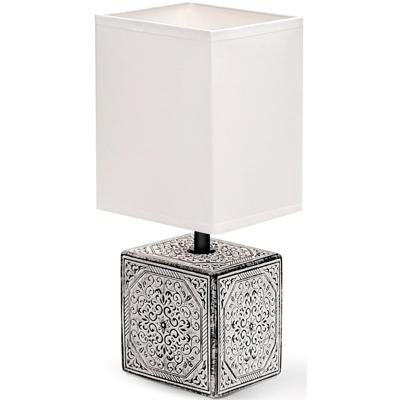 LED Tafellamp Keramiek - Vierkant. Mat Zwart/Wit. E14 Fitting - Aigi Astron