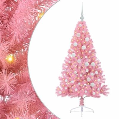 VidaXL Kunstmatig voorverlicht kerstboom met 150 led roze 120 cm pvc