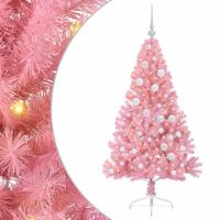 VidaXL Kunstmatig voorverlicht kerstboom met 150 led roze 120 cm pvc - thumbnail
