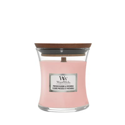 WoodWick pressed blooms & patchouli mini candle