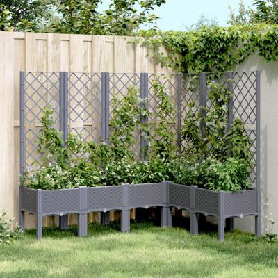Plantenbak met latwerk 160x120x142 cm polypropeen grijs Plantenbak met latwerk 160x120x142 cm polypropeen grijs
